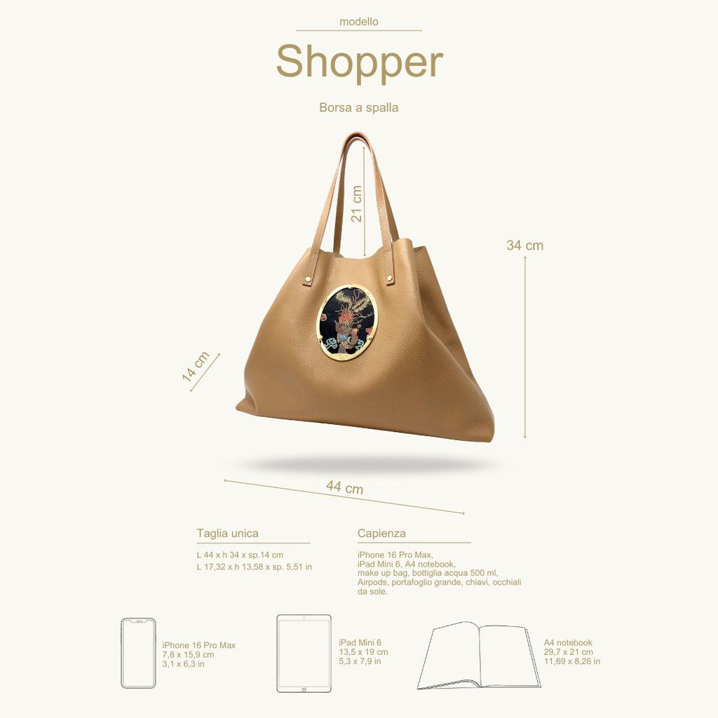 Gamberini Bag | Borse artigianali personalizzabili | Borsa Shopper con 3 Cameo | Tessuti alta moda