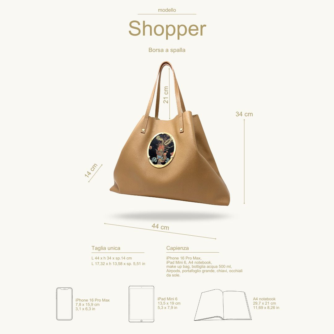 Gamberini Bag | Borse artigianali personalizzabili | Borsa Shopper con 3 Cameo | Tessuti alta moda