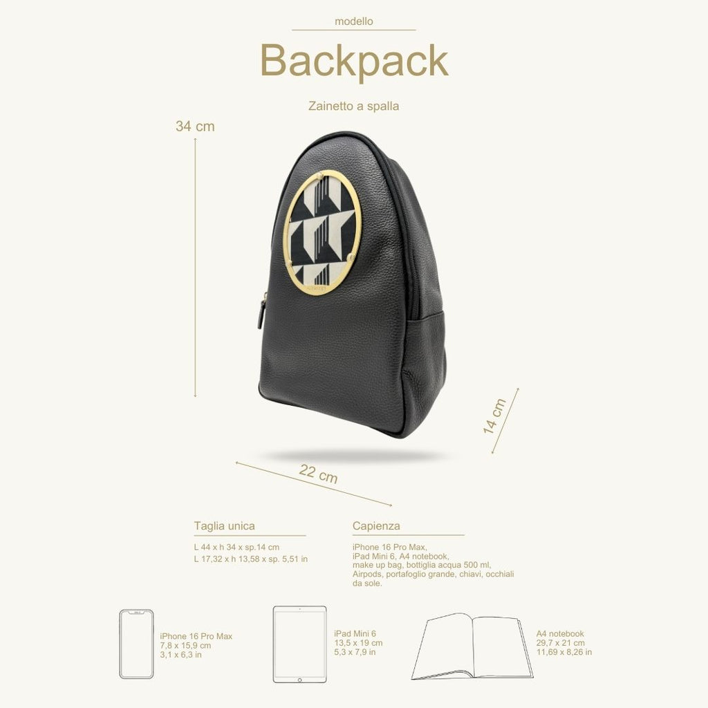 Gamberini Bag | Borse artigianali personalizzabili | Borsa Backpack con 3 Cameo | Tessuti alta moda
