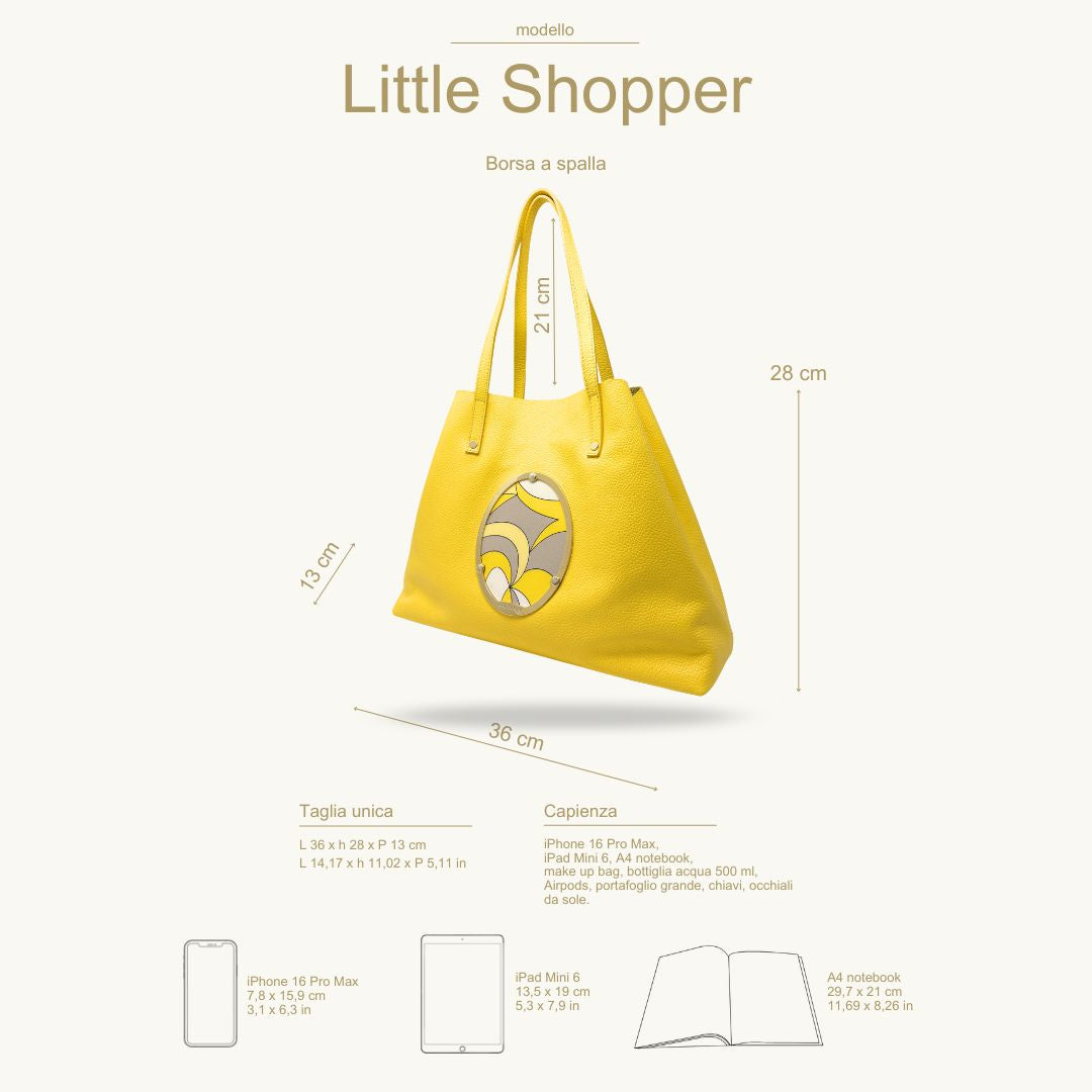 Gamberini Bag | Borse artigianali personalizzabili | Borsa Little Shopper con 3 Cameo | Tessuti alta moda