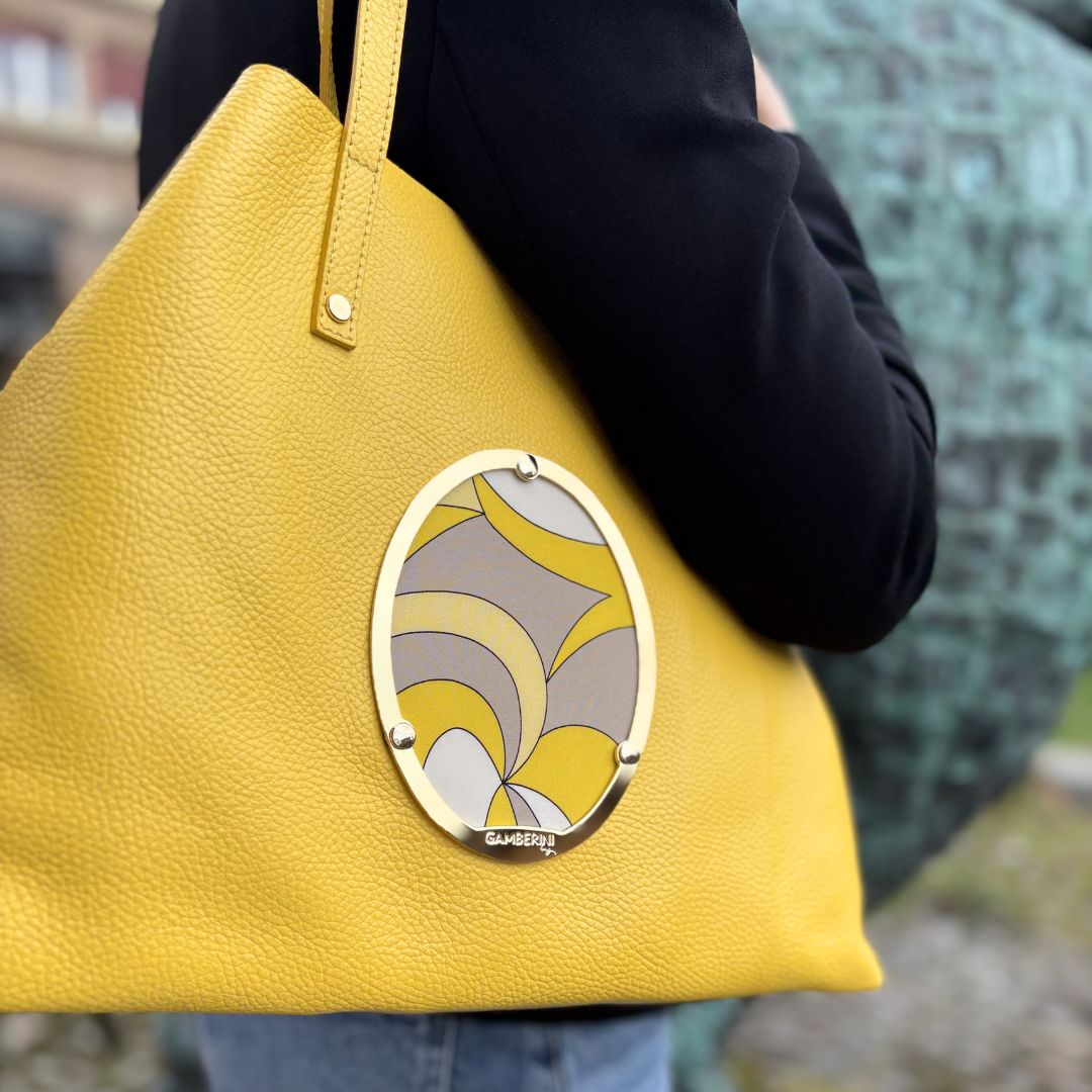 Gamberini Bag | Borse artigianali personalizzabili | Borsa Little Shopper con 3 Cameo | Tessuti alta moda