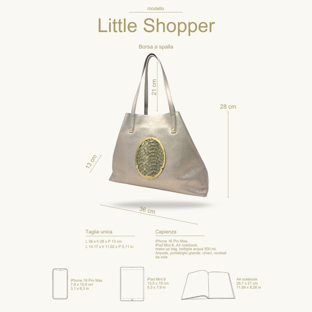 Gamberini Bag | Borse artigianali personalizzabili | Borsa Little Shopper con 3 Cameo | Tessuti alta moda