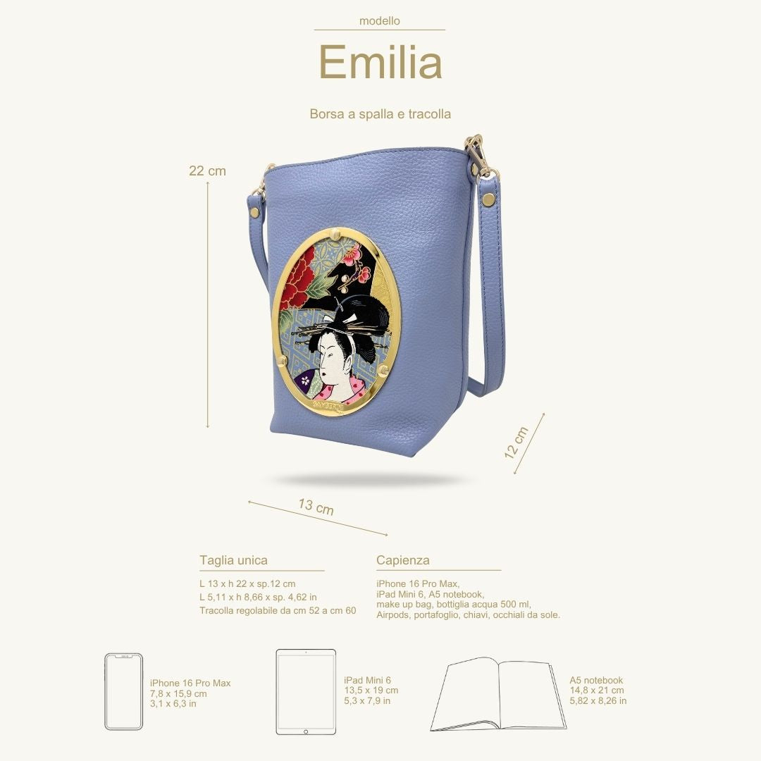 Gamberini Bag | Borse artigianali personalizzabili | Borsa Emilia con 3 Cameo | Tessuti alta moda
