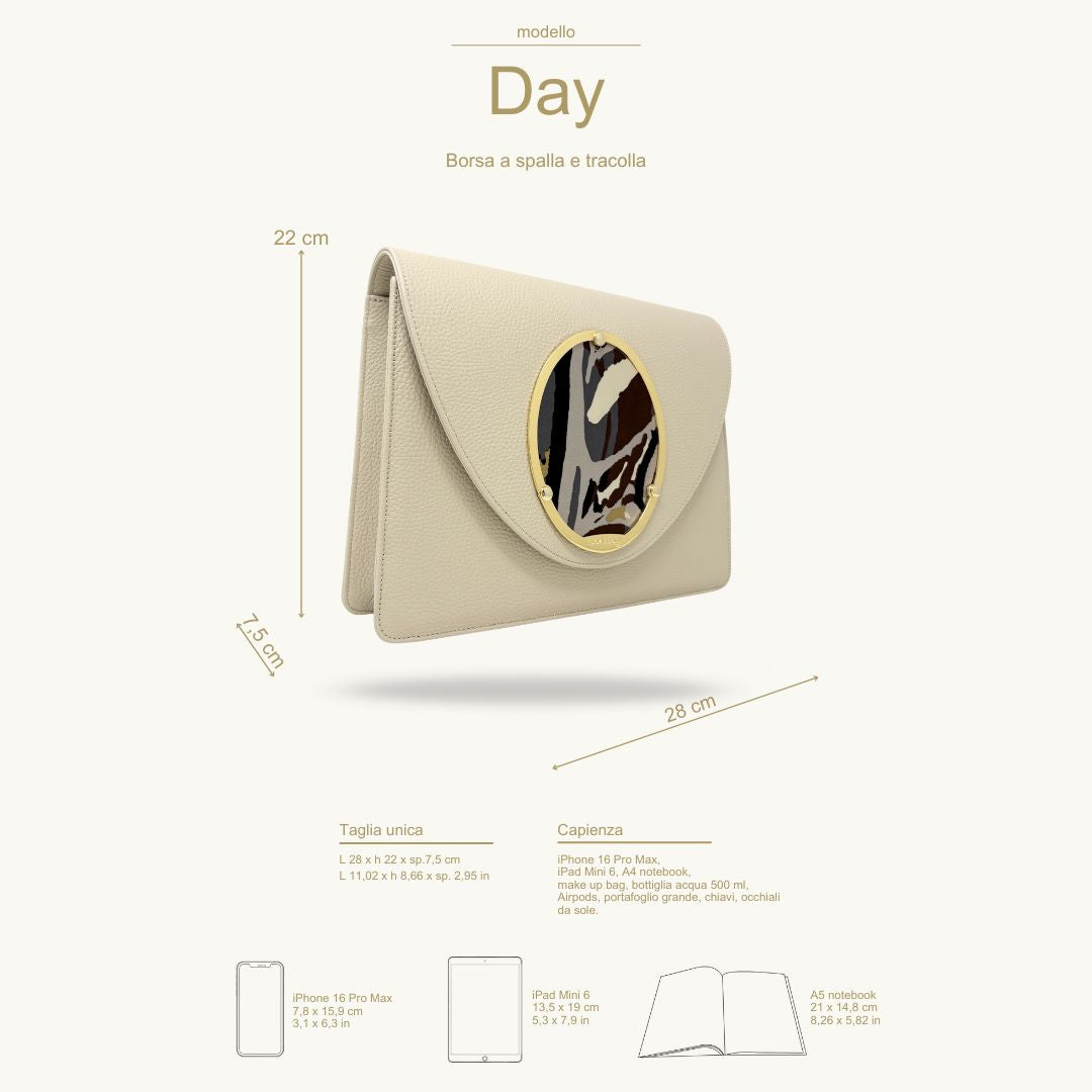 Gamberini Bag | Borse artigianali personalizzabili | Borsa Day con 3 Cameo | Tessuti alta moda