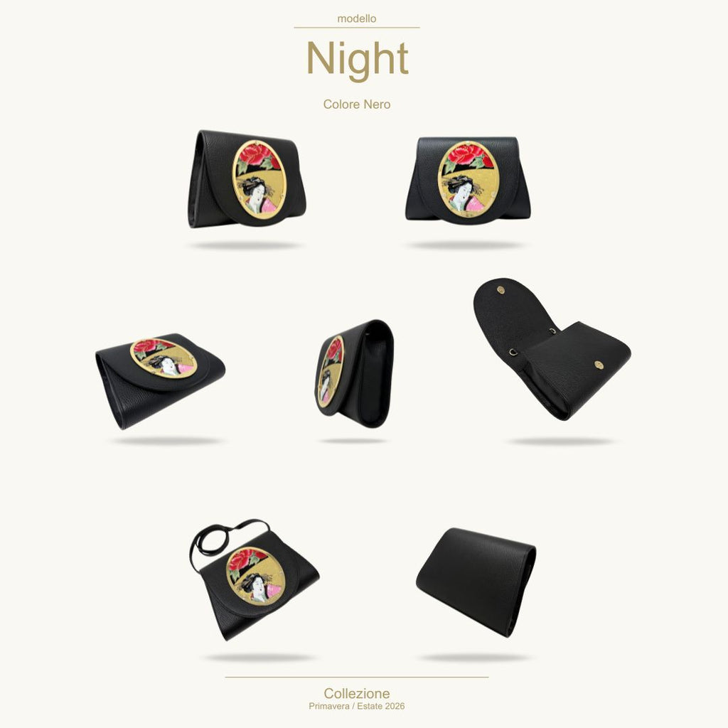 Borsa artigianale in pelle personalizzabile - NIGHT NERA