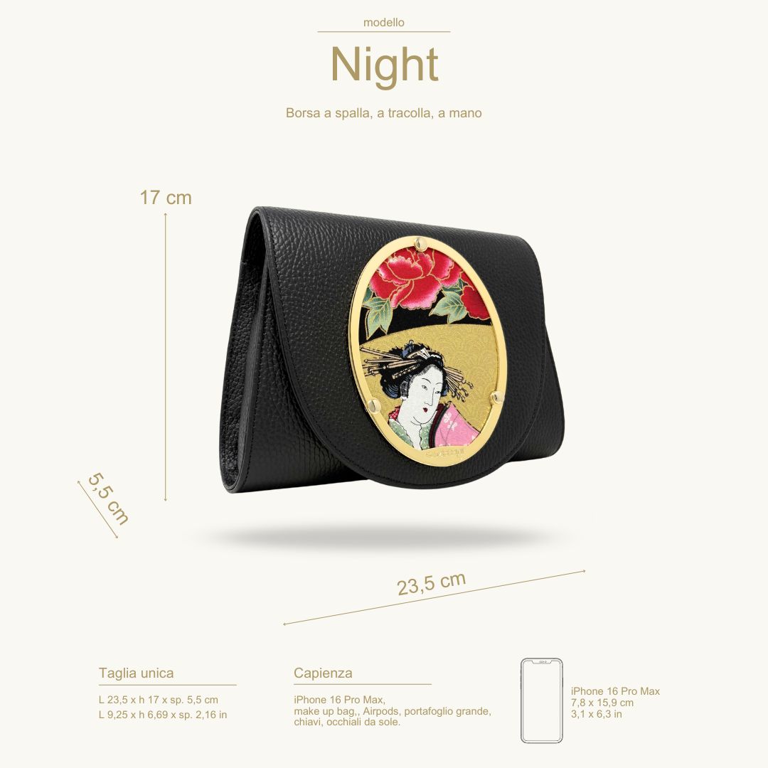 Borsa artigianale in pelle personalizzabile - NIGHT NERA