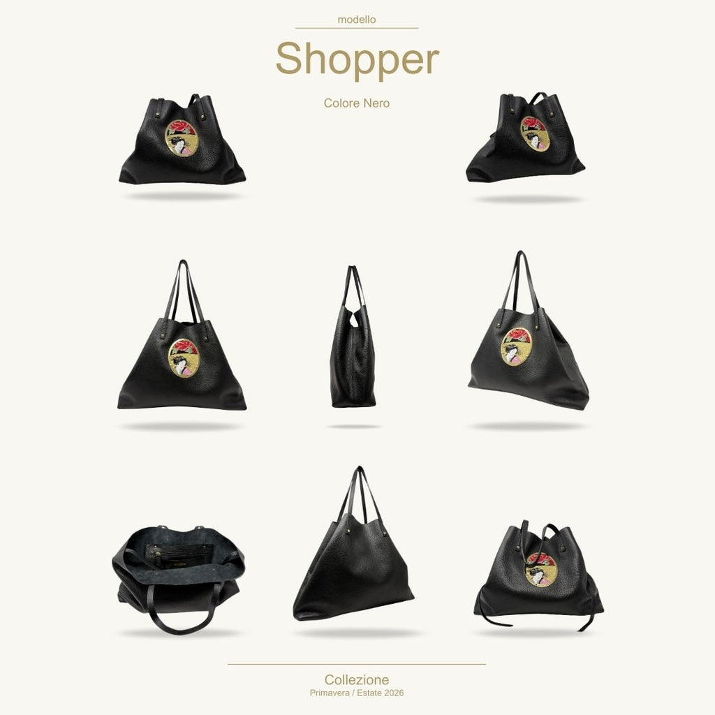 Gamberini Bag | Borse artigianali personalizzabili | Borsa Shopper con 3 Cameo | Tessuti alta moda
