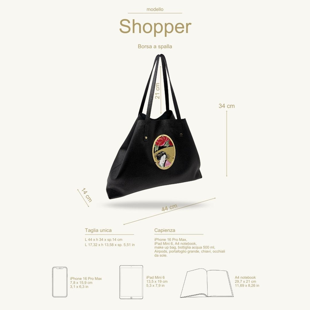 Gamberini Bag | Borse artigianali personalizzabili | Borsa Shopper con 3 Cameo | Tessuti alta moda