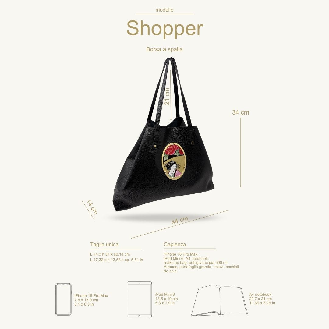 Gamberini Bag | Borse artigianali personalizzabili | Borsa Shopper con 3 Cameo | Tessuti alta moda