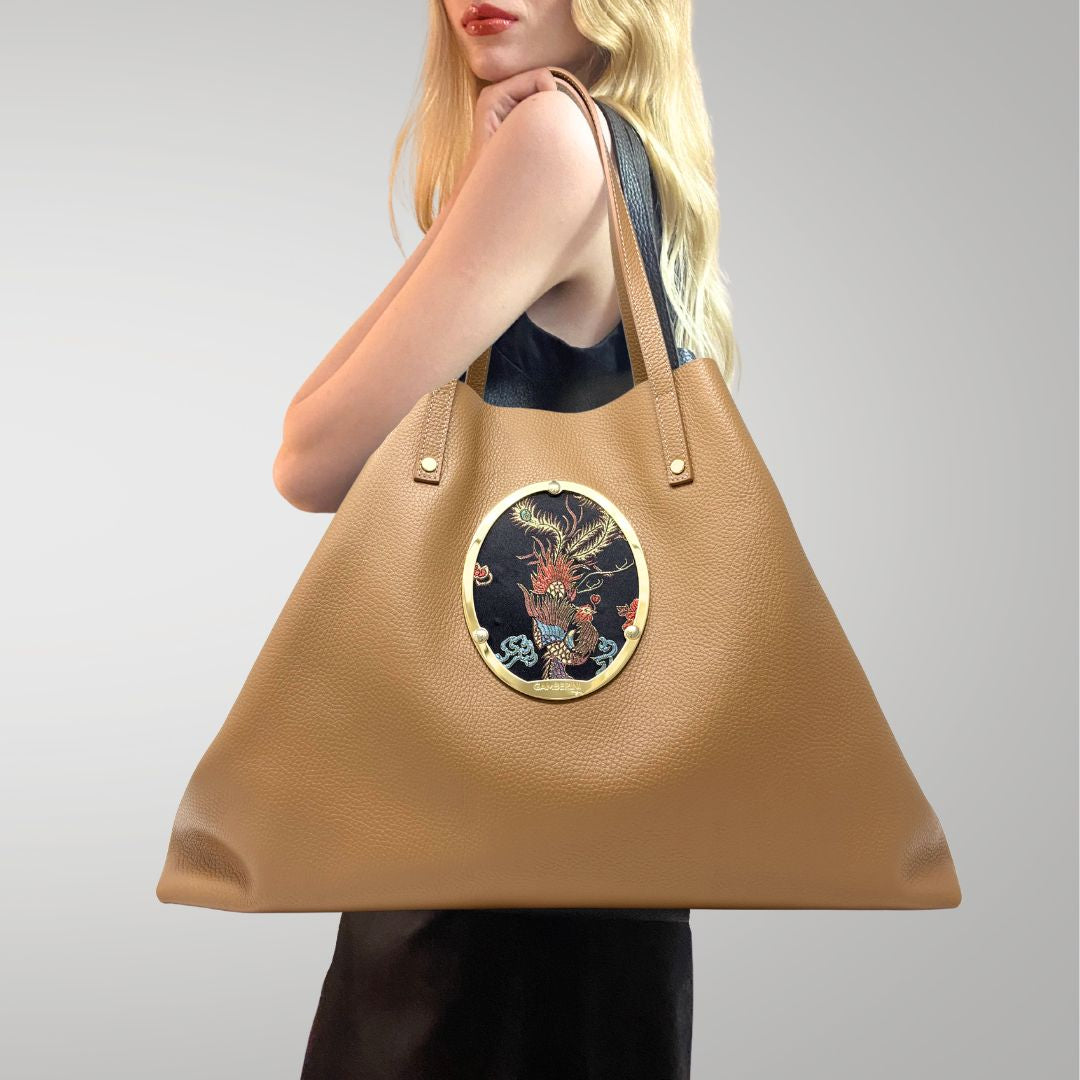 Gamberini Bag | Borse artigianali personalizzabili | Borsa Shopper con 3 Cameo | Tessuti alta moda