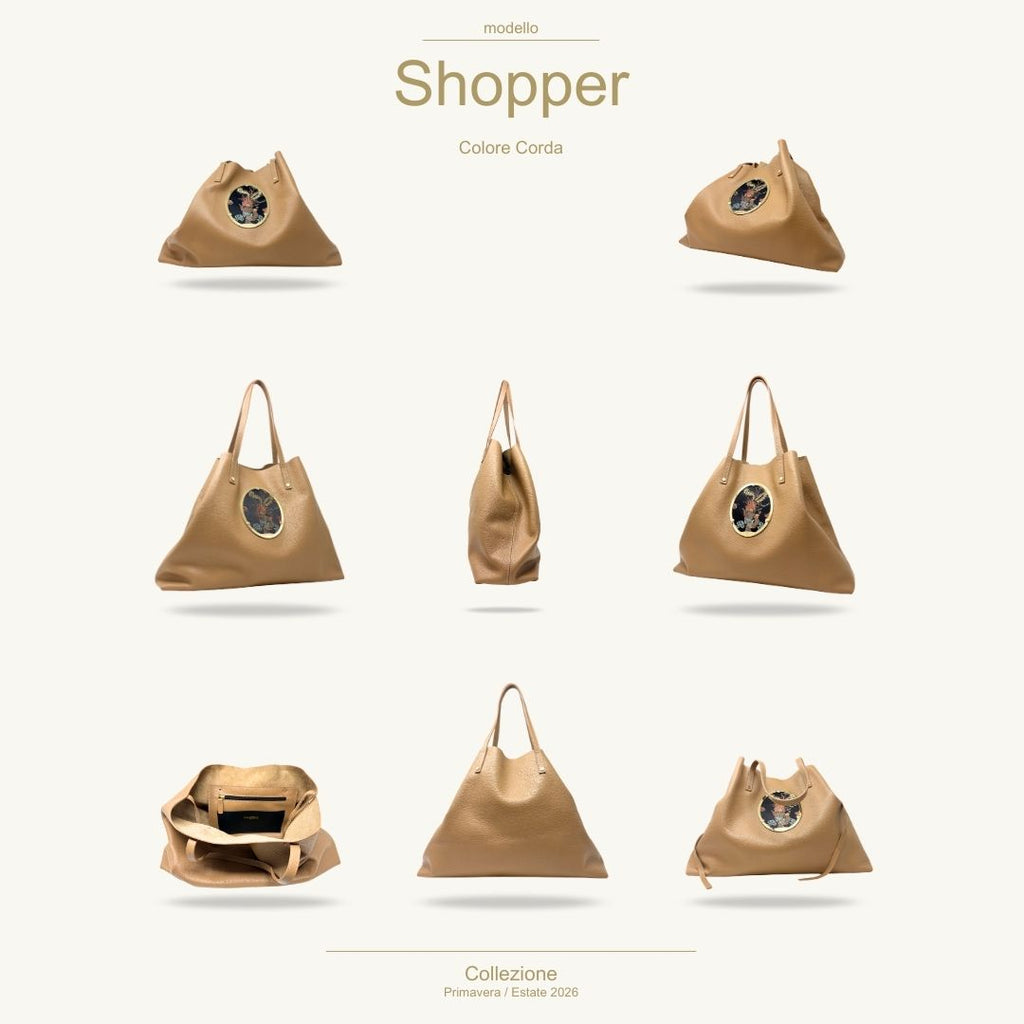 Gamberini Bag | Borse artigianali personalizzabili | Borsa Shopper con 3 Cameo | Tessuti alta moda