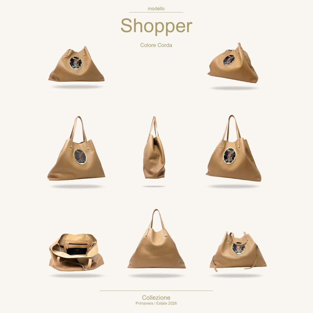 Gamberini Bag | Borse artigianali personalizzabili | Borsa Shopper con 3 Cameo | Tessuti alta moda