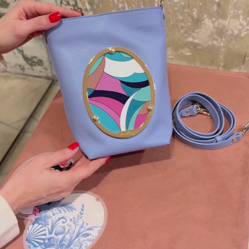 Gamberini Bag | Borse artigianali personalizzabili | Borsa Emilia con 3 Cameo | Tessuti alta moda