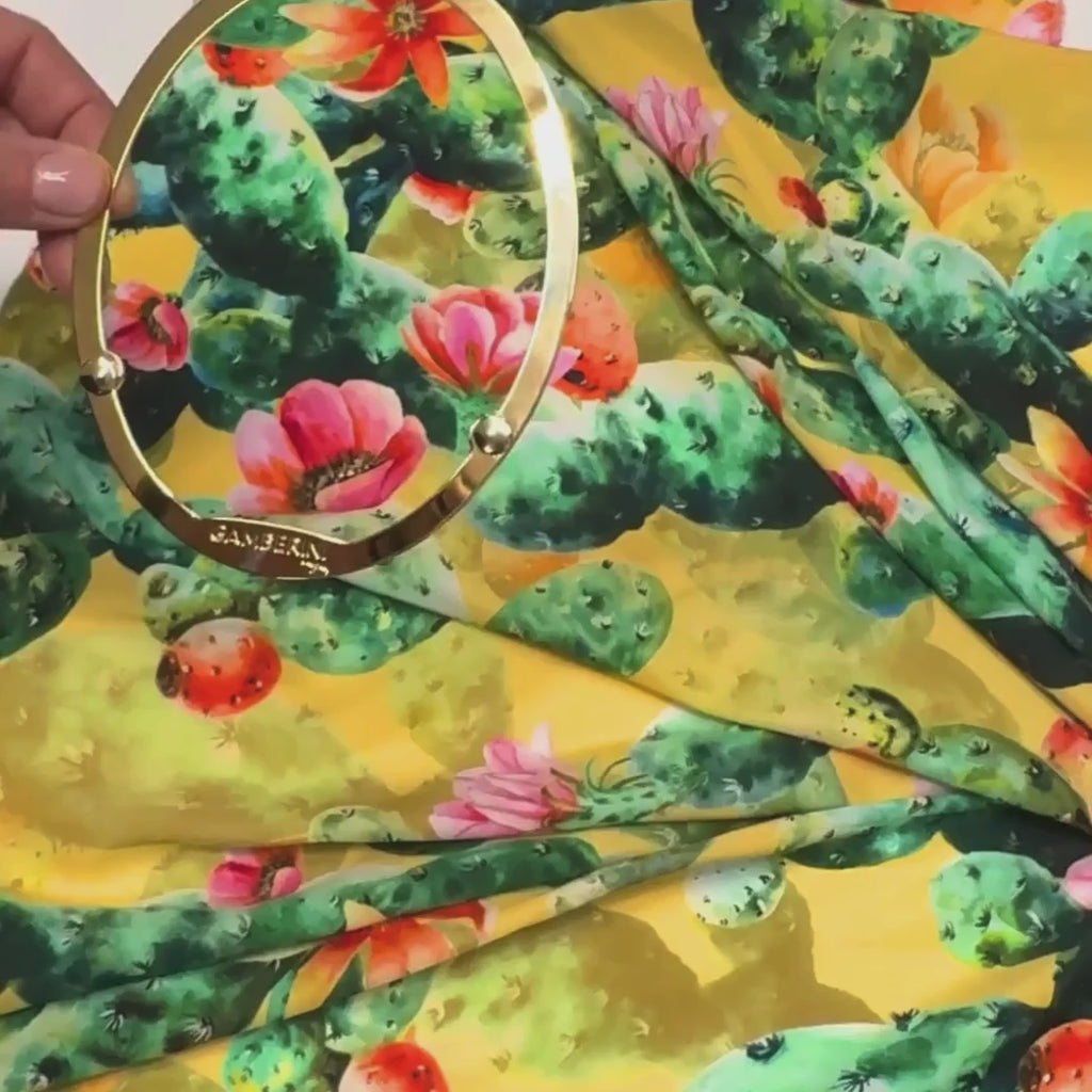 Shopper nera + Cameo Cactus pura seta